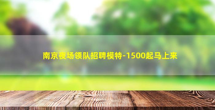 南京夜场领队招聘模特-1500起马上来